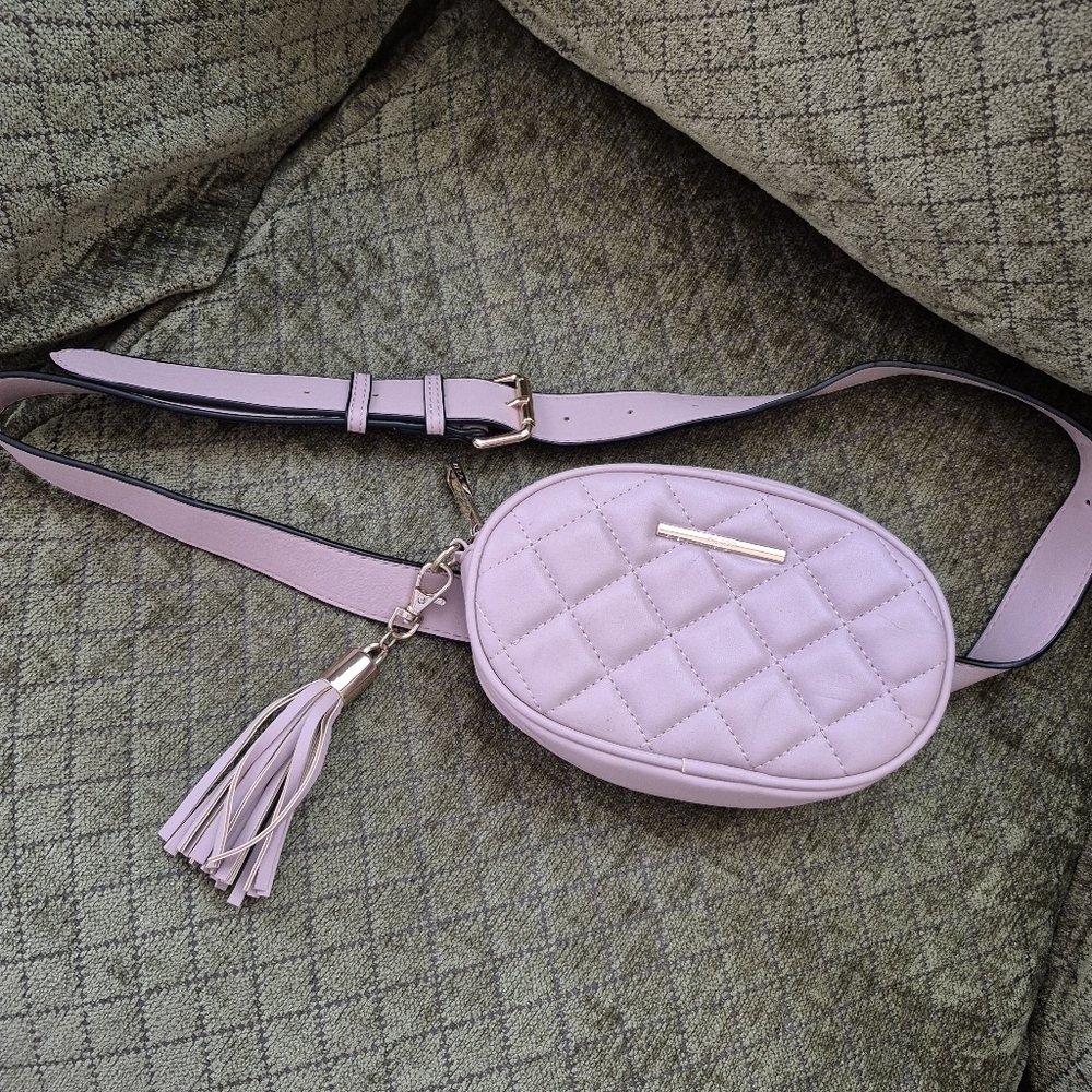 Aldo Crossbody Bag Belt Shoulder Strap Rose Pink Tassel Gold Colour Hardware